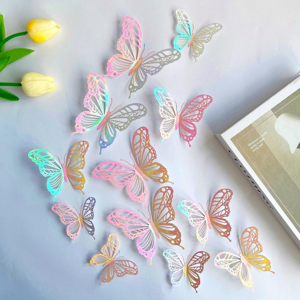 12pcs 3D Butterfly Wall Decor 3 Sizes, Butterfly Decorations for Butterfly Birthday Party Cake Room Decorations