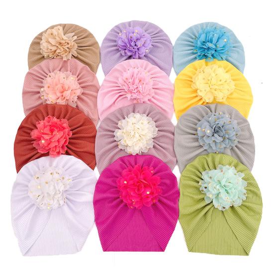 Baby Hat Threaded Bronzing Flower Breathable Newborn Infant Beanie Cap Headwrap Gift for Toddler