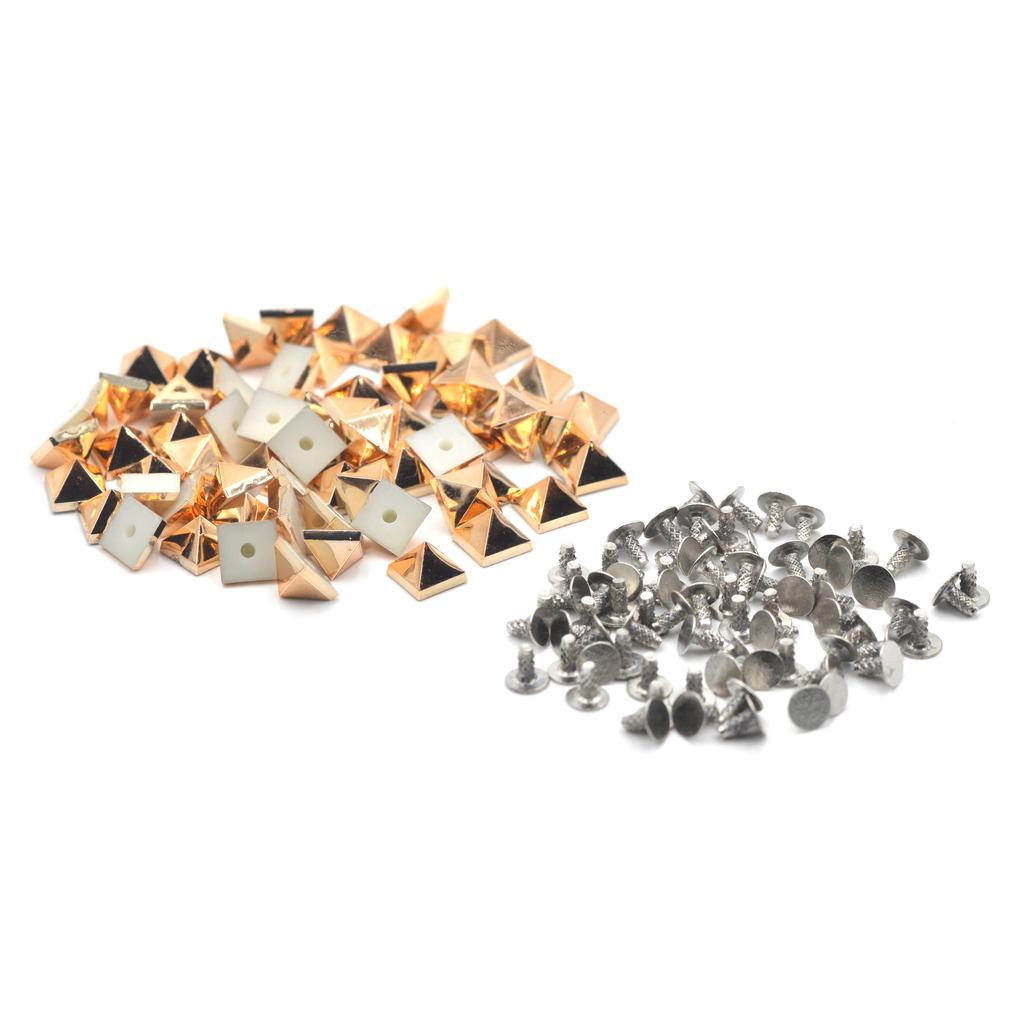 ABS-Pyramidennieten, Spikes für Schuh-, Taschen- und Kleidungsdekoration, 6 x 6 x 4,5 mm, 8 x 8 x 5,5 mm, 10 x 10 x 6,8 mm