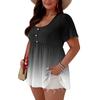 Women's Fashionable Casual Short Sleeve Loose Fit Button Front Printed Blouse