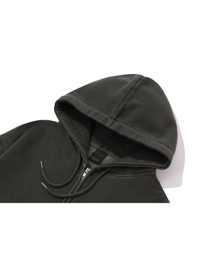 Cpgn Studio [2-Way] Skirt Sleeve Pigment Hooded Zip-Up Smoked Black