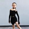 Kids Girls Latin Dance Uniform Long Sleeve Mesh Competition Dress Grading Split Suit Women Ballroom Dancewear Costumes
