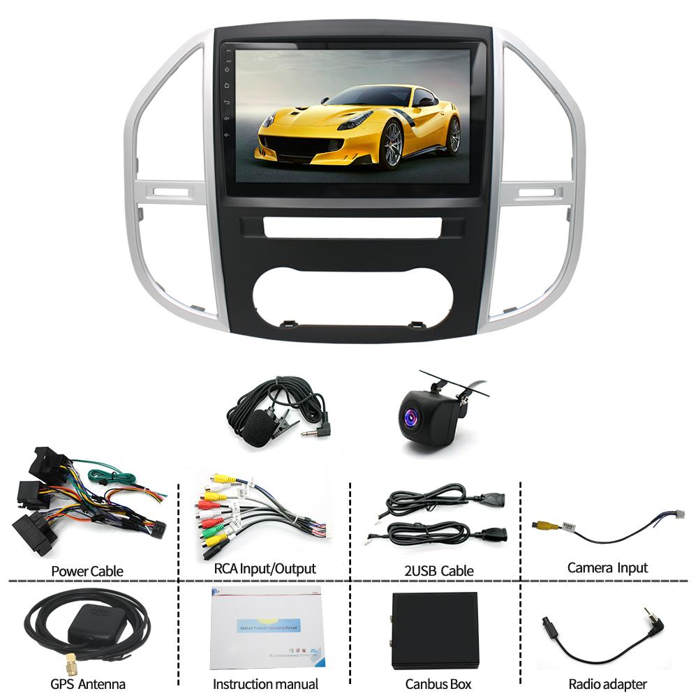 10inch Car Stereo Radio Car-play GPS Navigation Compatible for Vito 3 W447 2014-2020 Android 14