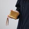 Compact Round Zip Wallet Himeji Leather Gold Small Wallet Mini Wallet Mini Does Not Fold Bills Round Compact [Anac] AK22TA-B0005-GLD
