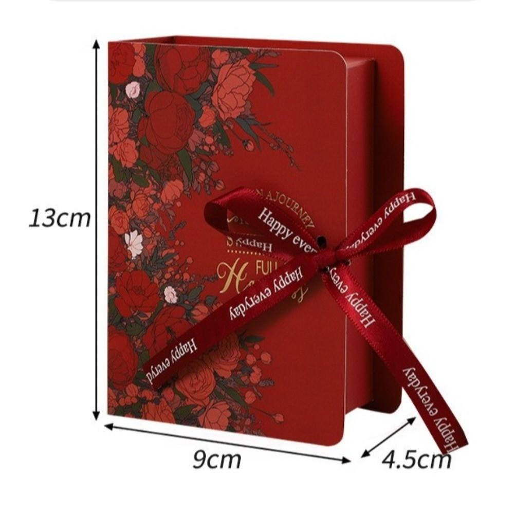 Simple Book Shape Gift Box with Ribbon Paperboard Material Present Packaging Box DIY Candy Packaging Box Wedding Birthday