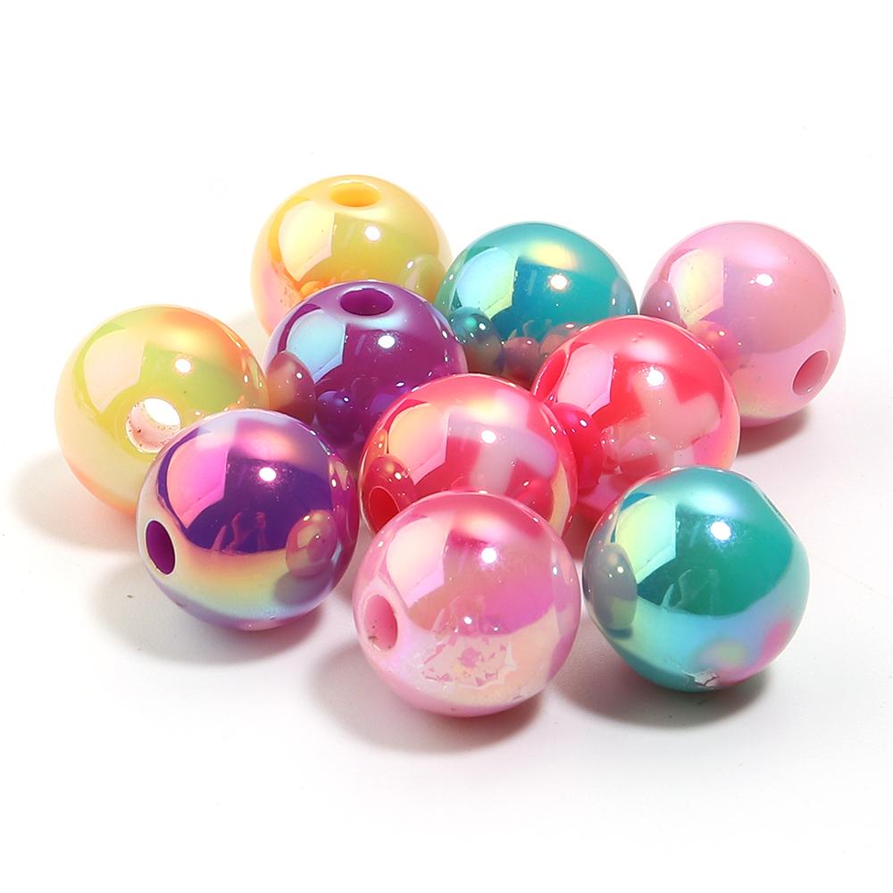10/30pcs 12/14/16mm Love Heart Acrylic Beads Mixed Color Round Loose Beads For Jewelry Making DIY Bracelets Keychain Accessories