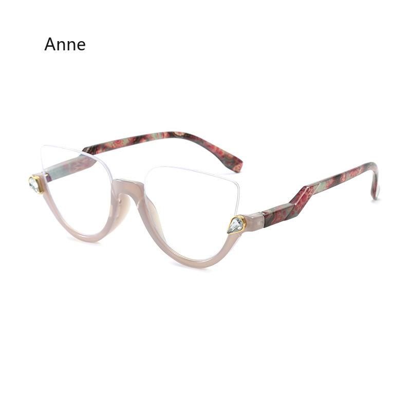 

Женские очки для чтения с кристаллами в полуободковой оправе, модные очки для пресбиопии «кошачий глаз», Европа и Америка, очки для защиты от синего света, gafas 4