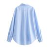Z home 1116 wholesale autumn new European and American style striped pocket decoration loose poplin shirt 8717611