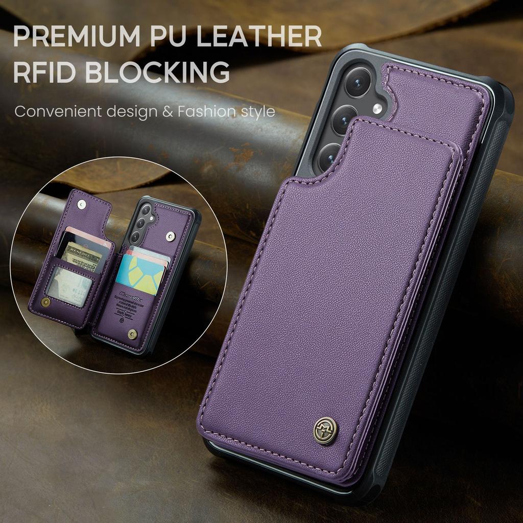 Suitable for Samsung S25Edge phone case, A56 card slot anti-drop leather case, A36 RFID stand protective bottom case