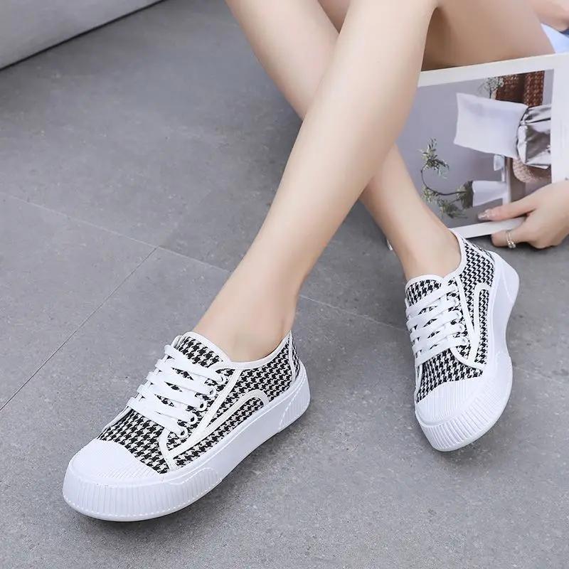 Fashion Designer Luxury Houndstooth Lace Up Woman Footwear Cheap Fashion 2025 Y2k Comfortable and Elegant High Quality Shoes for Women