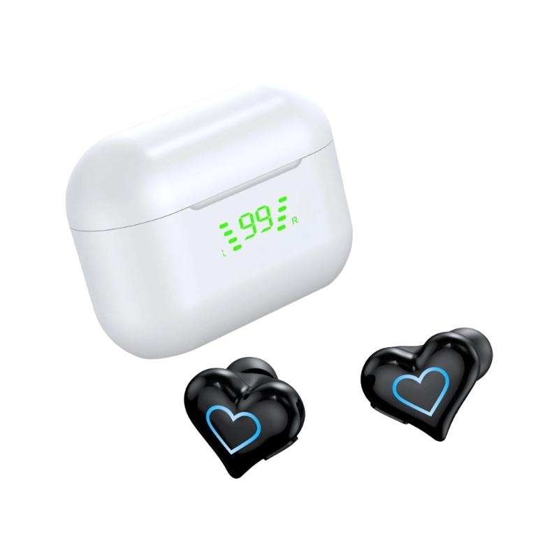 

Lovely LED Wireless Earbuds Bluetooth-compatible Headphones Heartbuds Design Showing Real Time Battery Display чорний