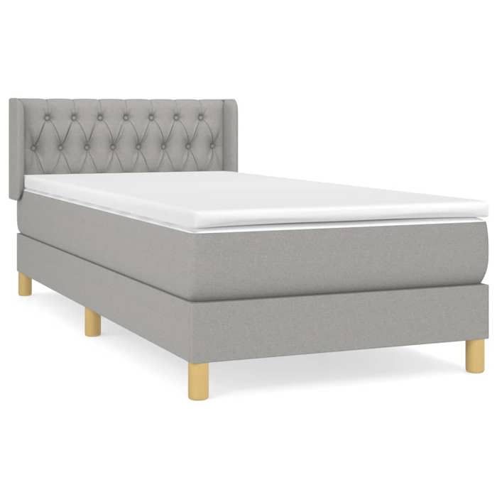 3130489 vidaXL Divan Bed with Mattress Light Grey 100x200cm Fabric