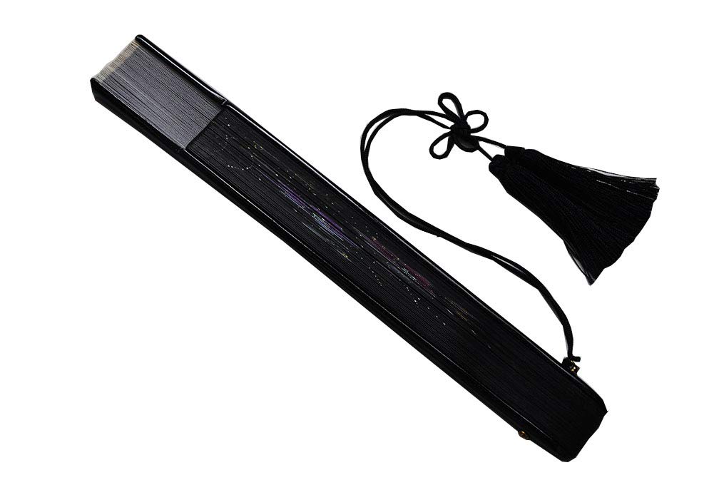 Women's Silk Fan Pente Short Fan  Clematis Pattern, White