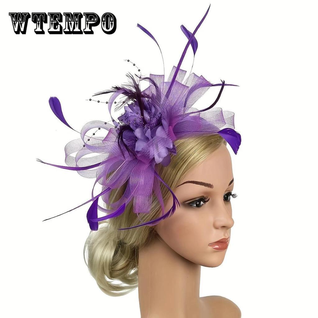 1pc Elegant Mesh Flower Fascinator Hat with Pink Floral Accents and Tulle Detail - Vintage-Inspired Hair Accessory for Parties, Tea Parties