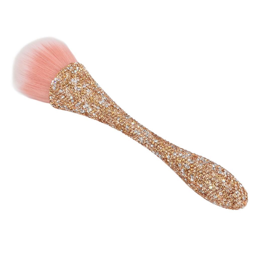 Nail Dust Cleansing Brush Soft Nylon Hair Comfortable Grip Prevent Deformation Loose Powder Brush Yellow