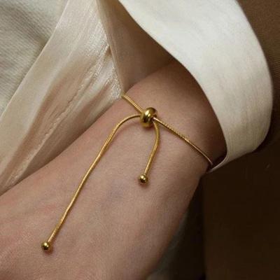 Korean Adjustable Stainless Steel Bracelet for Women Girls Men High Quality Design Gold Color Snake Chain Jewelry