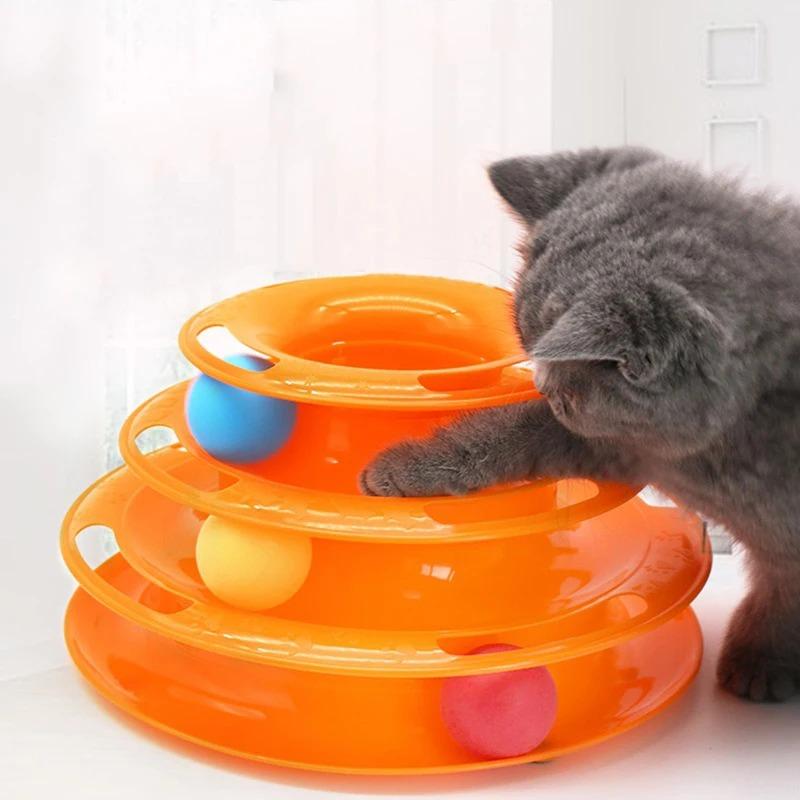 Pet Cat Toy Wheel Ball Cat Self Hi Track Amusement Disk Interactive Education Track Toy Cat Space Tower Play Board