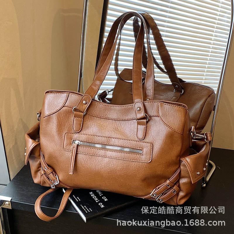 Retro Bag Women's Large Capacity 2025 New Autumn and Winter Versatile Shoulder Messenger Bag Texture Student Class Tote Bag