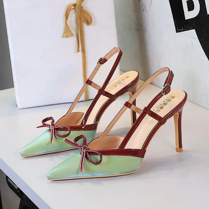 Bow Slim Heels High-End Women's Temperament High-End Without Being Tired From Behind The Feet And Tripping Women's Singles Shoes