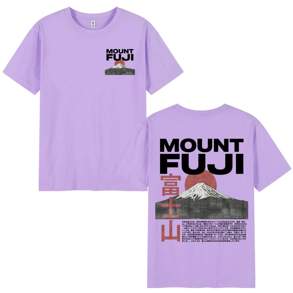 Japanese Style Mount Fuji Cherry Blossoms Print T Shirts Unisex Women Clothing Short Sleeve 100 Cotton Casual Short Sleeve TShirt