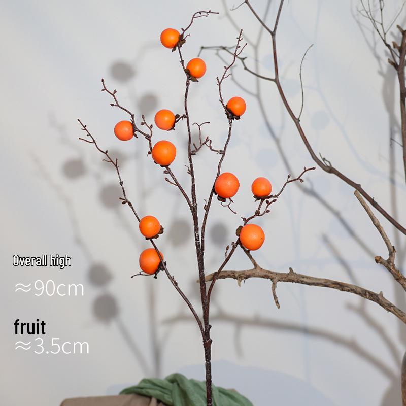 Persimmon and Pomegranate Faux Flower Arrangement for Living Room or Foyer