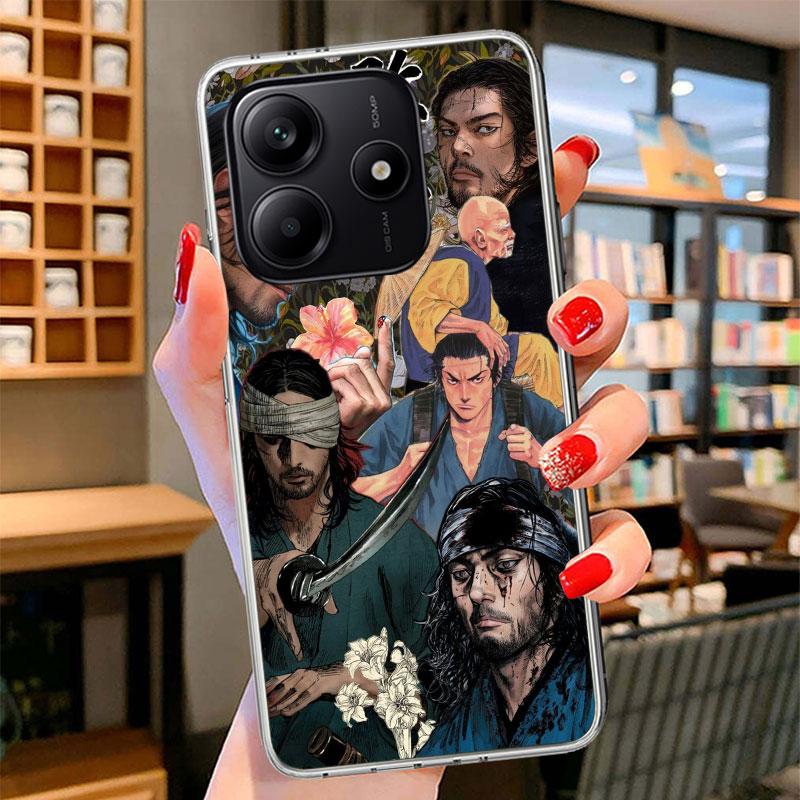 Anime Vagabond Samurai Phone Case For Xiaomi Redmi Note 15 14 13 12 11 10 Pro Plus 14S 12S 11S 11T 11E 10S Soft Fundas Shell Red