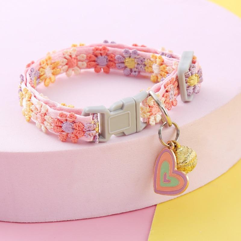 Cute Neck Pet Collar with Bell for Small Dogs Puppy Kitten Stuff Things Accessories Adjustable Footprint Cat Breakaway Collar