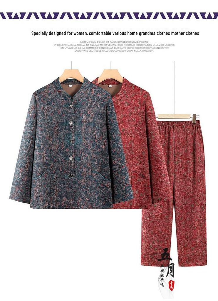 Elegant Two-Piece Spring & Autumn Shirt Suit for Middle-Aged and Elderly Women