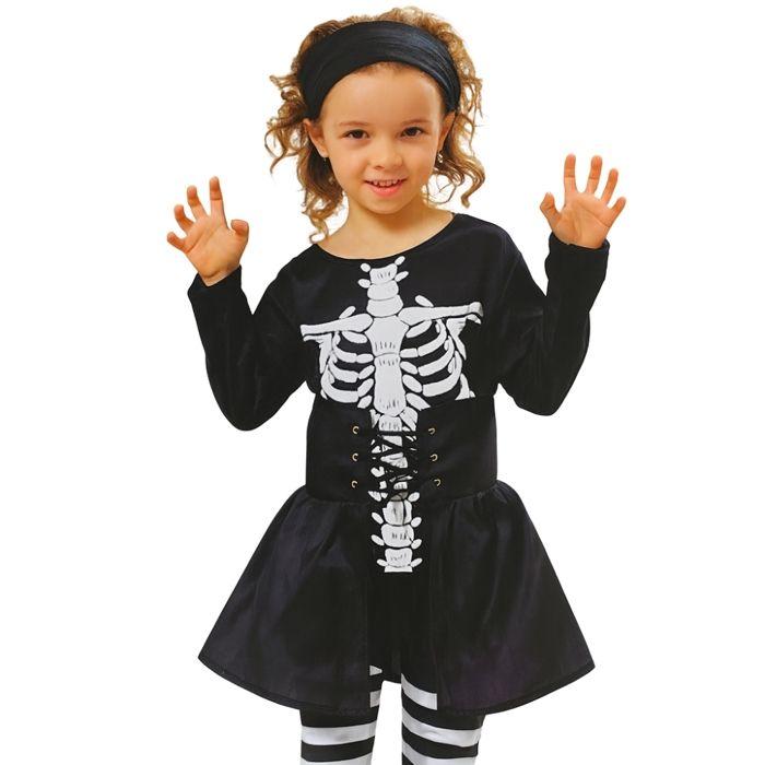 Halloween Costume Girl - SIROCO - Black and White Skeleton - 3 Pieces - 4/6 Years - Optimal Comfort