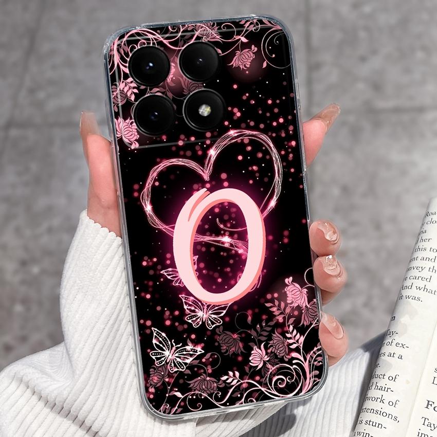 Casing For Redmi K70 K80 K60 K50 K40 K30 K20 Pro K70e K60e K90 Pro Max Phone Case Premium Letters Pattern Transparent TPU Back Cover For Redmi Housing