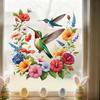 Colorful Hummingbird and Flowers Adhesive Wall and Window Stickers for Bedroom and Living Room Decor