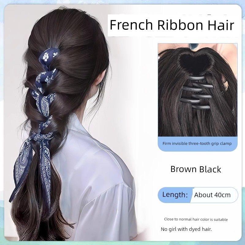 

Ретро Цветочная Повязка на Голову с Кешью Плетеный Зажим для Волос Твист Плетение Новый Китайский Стиль Соединение Природа Захват Хвост Парик для Женщин French ribbon clip horsetail [Brown black]]
