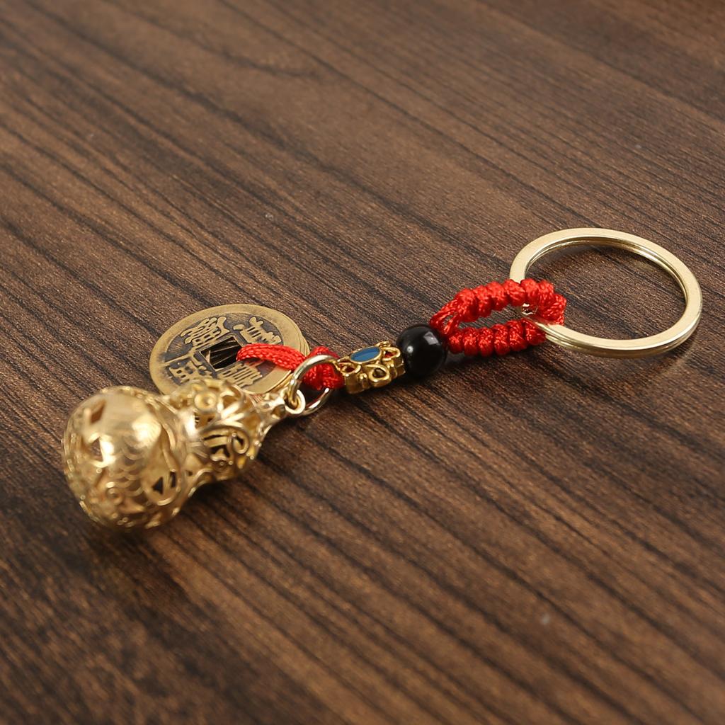 Brass Two-color Primary Color Hollow Pisces Gourd Key Car Pendant Pendant Ring Stall Explosion Unisex