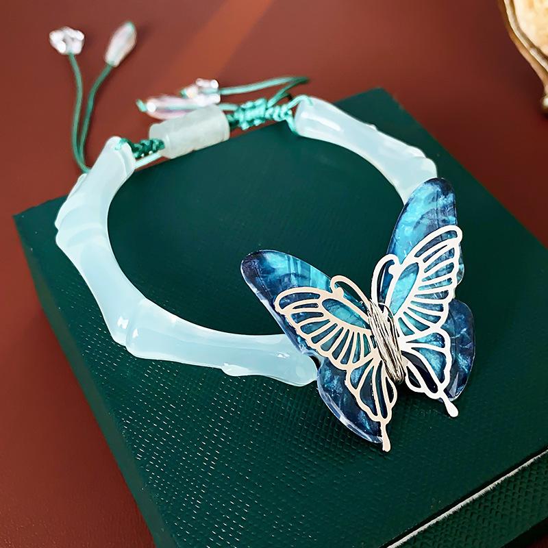 

Браслет из бамбука со звездой, кристаллами и бабочкой, модный преувеличенный браслет, ювелирное изделие класса люкс, ювелирное изделие женское с высоким чувством стиля