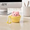 Handheld Sensory Gadget Potted Pig Clicker Toy with Bead Chain, Clicky Button Fidget Pendant for Stress Relief, Finger Backpacks School Bags
