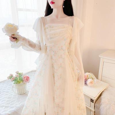 Enchanting Forest Fairy Lace Dress Two-Piece Set - Strappy Summer Retro Style