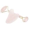 Natural Double Head Rose Quartz Jade Stone Roller & Scrapping Plate Face Massage Tool Kit