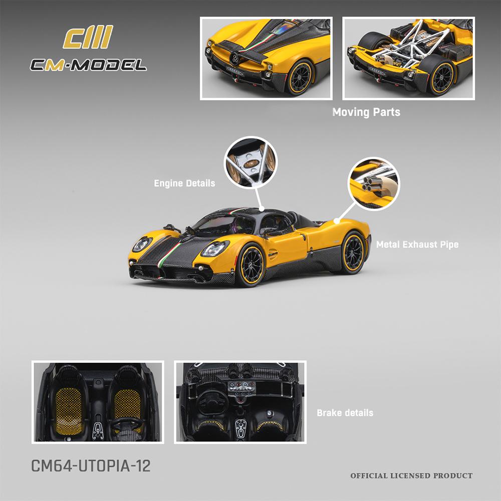 Pre Cm Modell 1/64 Utopia Giallo Ginevra V12 Italienisches Hypercar Diecast-Legierungsmodell Mit Klarer Vitrine Miniaturgeschenke gray