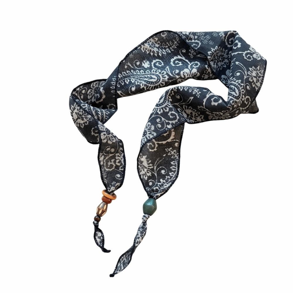 High-End Quality Silk Scarf Necklace Silk Material Neck-Wrapping Scarf Neck Protection чёрный