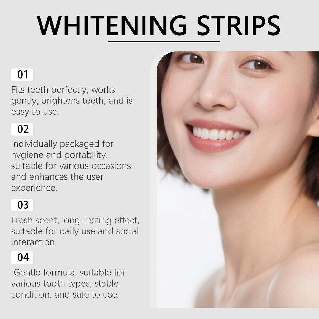 Purple Glossy Teeth Whitening Strips Gentle Clean Bad Breath Removal Dental Stains Remover 7pcs