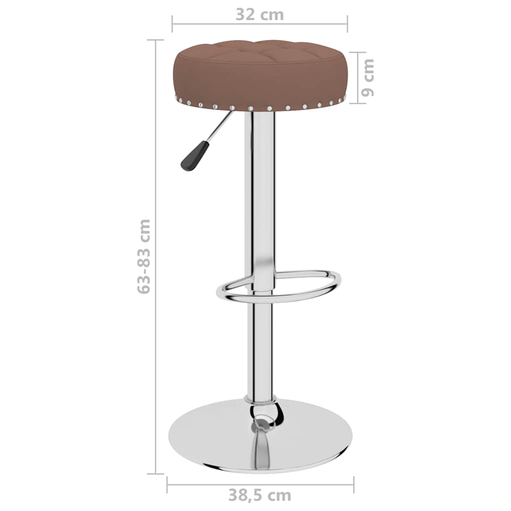 Bar Stool Set of 2 Brown Fabric