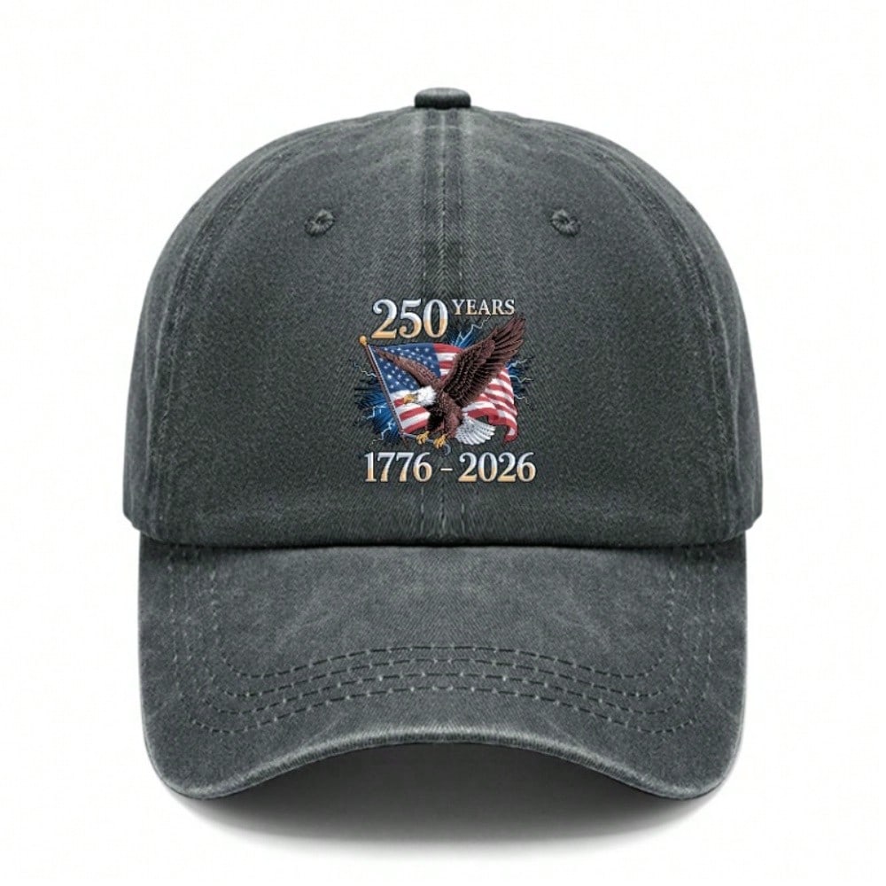 [Patriotic Baseball Cap] 250Th Anniversary Eagle Print Polyester Adjustable Sun Hat Breathable Vintage Streetwear For July 4Th Memorial Day Gift -
