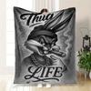 Thug Life Bunny Art Print - Gangsta Rabbit PosterBlanket Flannel Throw Blanket for Sofa, Bed, Travel, Camping, Office