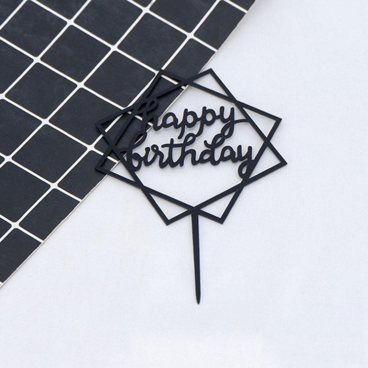 

10 шт., разноцветные фигурки на торт «С Днем Рождения», черные золотые фигурки на торт, украшения на детский праздник, день рождения, флажки для торта