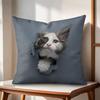 CuteNaughty Cute Cats Dogs Cushion Cover Natural Linen Organic Fabric DoubleSided Printing Couch Pillow Covers Home Decor