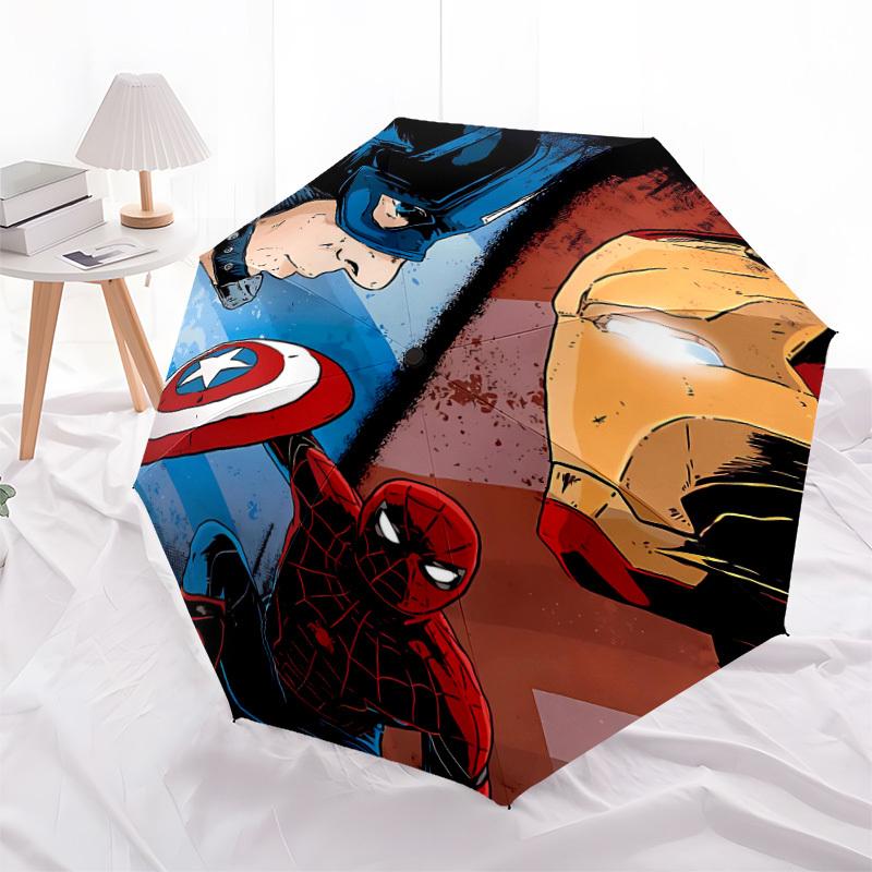 1pc Superheroes Automatic Folding Umbrella, Durable Plastic & Iron, Lightweight for Outdoor Daily Use  012