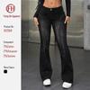 European 2026 Women's Micro-flare Jeans with 3D Patchwork & Rhinestones - Hip-lifting Fashion Retro Pants