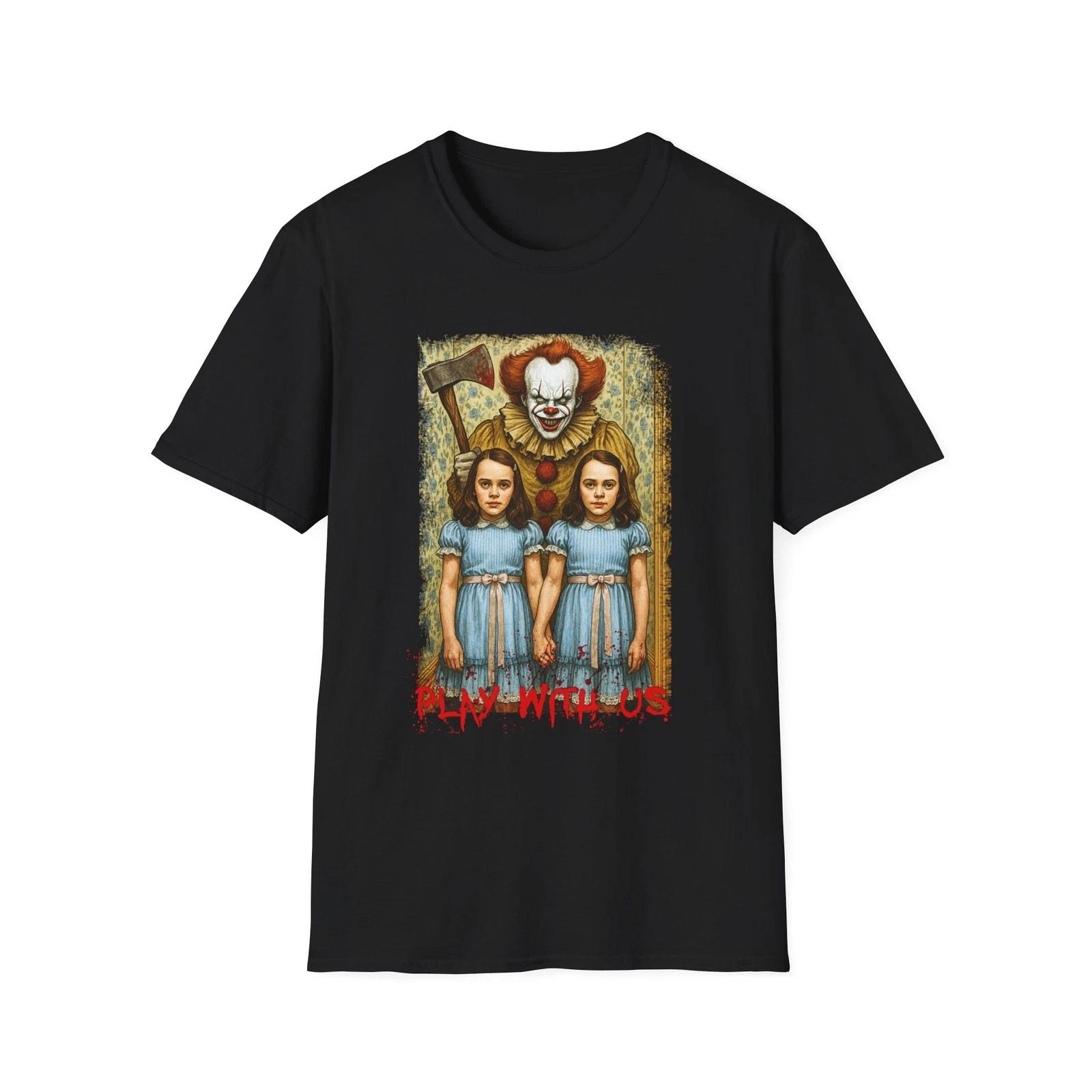 Horror Movie Fan T-Shirt, The Shining Twins and Pennywise Shirt, Scary Movie XXXXL