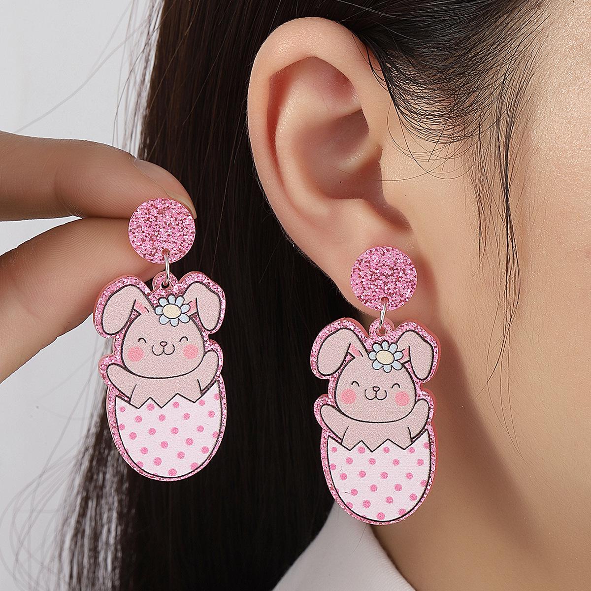 Easter Rabbit & Carrot Cartoon Acrylic Earrings for Women