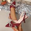 Women High Heels Sandals Summer Fashion Bow Knot Pointed Sandals Elegant Party Heels Women Luxury Wedding Shoes Bride